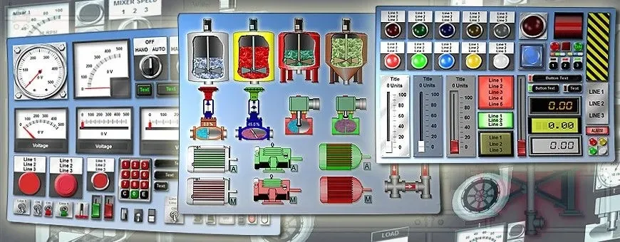 Pantalla de supervisión de maquinaria y gestión de alarmas del sistema SCADA